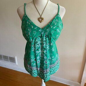 Green Paisley Camisole Top